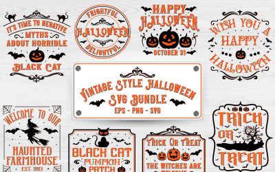 Vintage Style Halloween Svg Bundle
