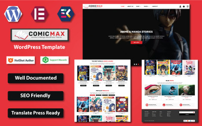 Comic Max - Modèle WordPress Elementor pour histoires d&amp;#39;anime et de manga