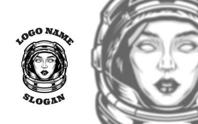 Female Astronaut Graphic Logo Design