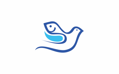 Fisch-Vogel-Linie Logo-Vorlage