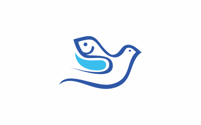 Modelo de logotipo de linha de pássaro de peixe