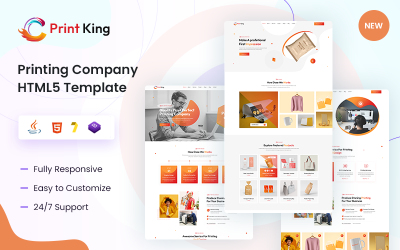 Plantilla HTML5 de servicios de diseño y empresa de impresión Print-King