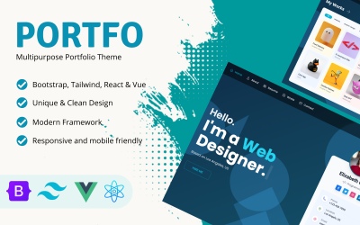 PORTFO - Plantilla de sitio web HTML simple y moderno de portafolio
