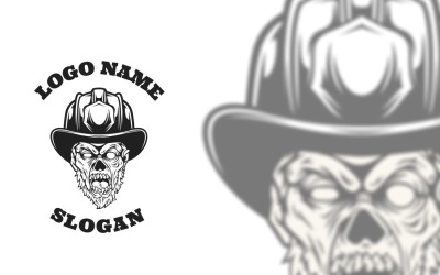 Zombie brandweerman grafisch logo ontwerp