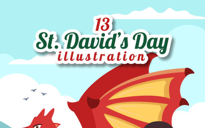 13 Happy St David&amp;#39;s Day-illustratie