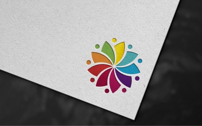profesjonalny kolorowy kwiat Logo szablon