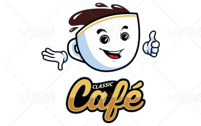 café, caricatura, mascota, vector, ilustración