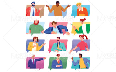 Chat Support Cartoon Avatars Vector Illustration
