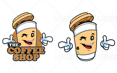 Illustrazione di vettore della mascotte della caffetteria