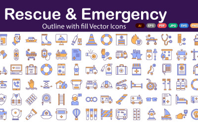 Pacote de ícones vetoriais de emergência de resgate | IA | SVG | EPS
