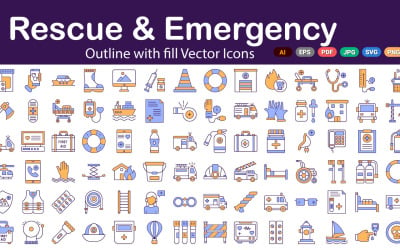 Paquete de iconos vectoriales de emergencia de rescate | IA | SVG | EPS