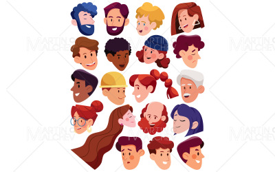Ilustración de Vector de cabezas de diseño plano