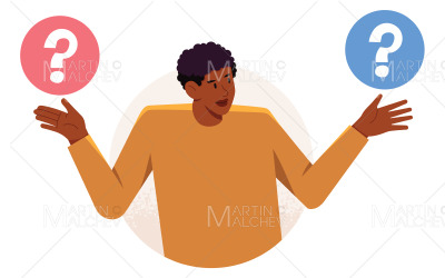 Ilustración de Vector de hombre confundido desconcertado