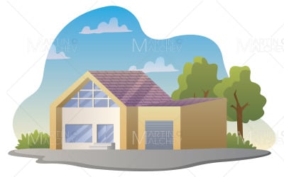 Modern House Day Vector Illustration