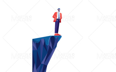 Over the Edgeon White Vector Illustration
