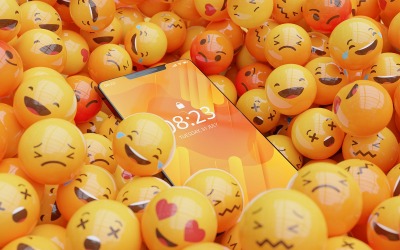 Bunt Smartphone Emoticon Mockup