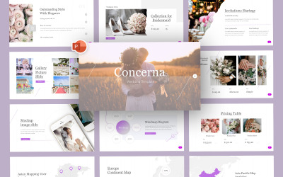 Concerna简单婚礼的PowerPoint模板