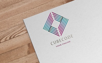 Cube Code Digital Logo Template