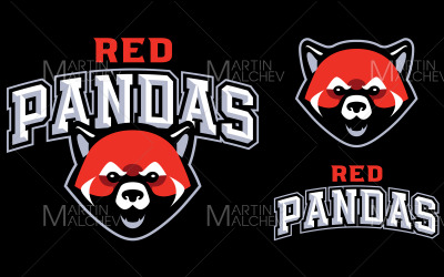 Illustrazione di vettore della mascotte dei panda rossi