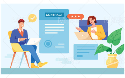 Underteckna kontrakt online vektorillustration