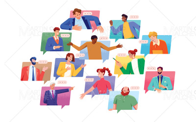 Video Conference Call Vector Illustration