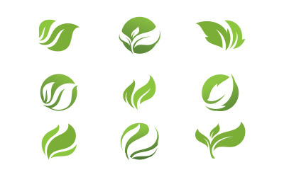 Green leaf logo icon  ecology element V14