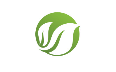 Green leaf logo icon  ecology element V5