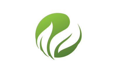 Grönt blad logotyp ikon ekologielement V12
