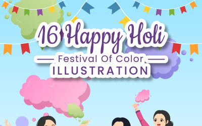 16 Joyeux Festival Holi Illustration