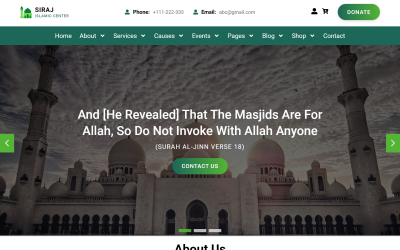 Siraj – Iszlám Központ React webhelysablon