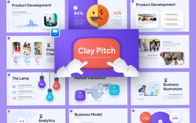 业务 Claymorphism 音高甲板主题演讲模板
