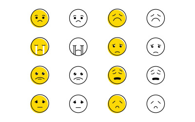 Illustrazione vettoriale del disegno delle icone delle emozioni tristi Modello V5