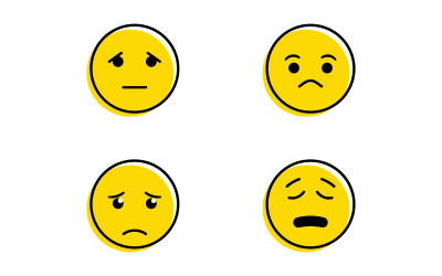 Ilustración de vector de diseño de icono de emoción triste Plantilla V2