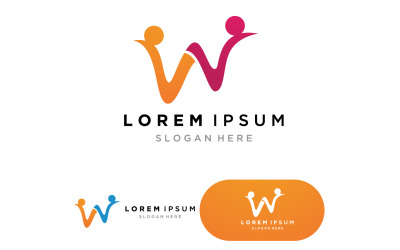 W Letter Logo Template ilustração design vector v2