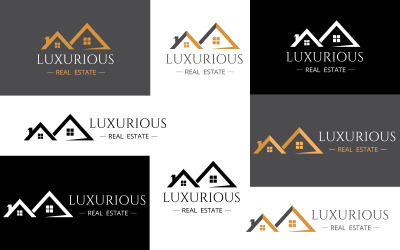 Zlato černé luxusní dům Real Estate Logo