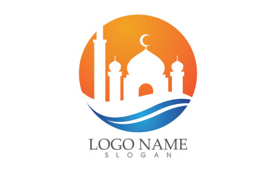 Modello di disegno dell&amp;#39;illustrazione del vettore del logo musulmano della moschea v2