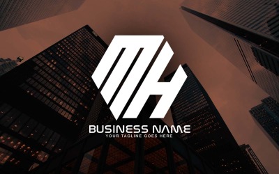 Professional Polygonal MH Letter Logo Design For Your Business - Brand Identity