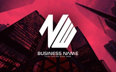 Profesjonalny wielokątny projekt logo litery NW dla Twojej firmy - tożsamość marki