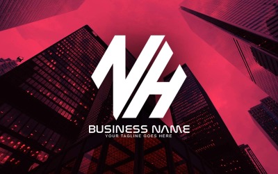 Профессиональный многоугольный дизайн логотипа NH Letter для вашего бизнеса - фирменный стиль