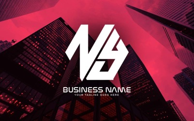 Professionell polygonal NY Letter Logotypdesign för ditt företag - varumärkesidentitet
