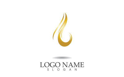 Saç dalgası altın çizgi logo vektör şablonu tasarımı v5