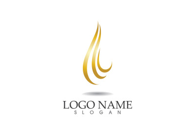 Haarwelle Goldlinie Logo Vektor Template Design v11