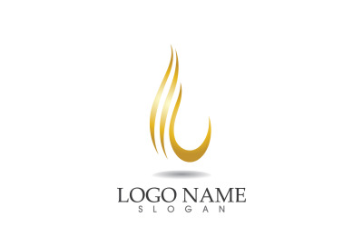Haarwelle Goldlinie Logo Vektor Template Design v15