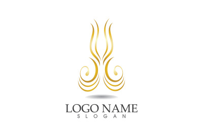 Haarwelle Goldlinie Logo Vektor Template Design v21