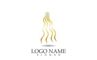 Haarwelle Goldlinie Logo Vektor Template Design v23