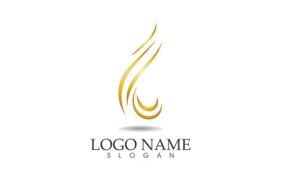 Haarwelle Goldlinie Logo Vektor Template Design v25