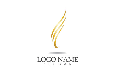 Haarwelle Goldlinie Logo Vektor Template Design v26