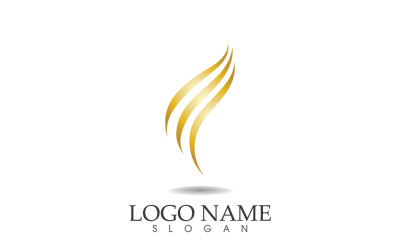 Haarwelle Goldlinie Logo Vektor Template Design v35
