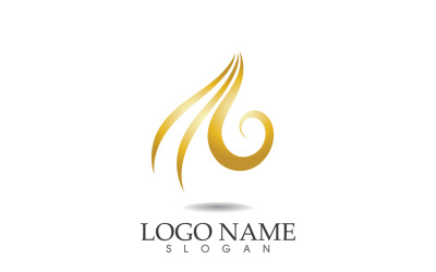 Haarwelle Goldlinie Logo Vektor Template Design v37