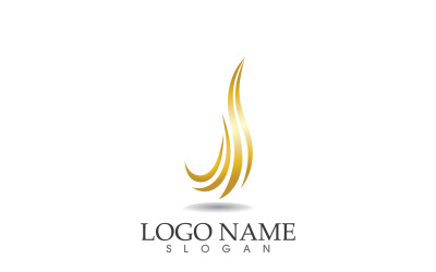 Haarwelle Goldlinie Logo Vektor Template Design v38